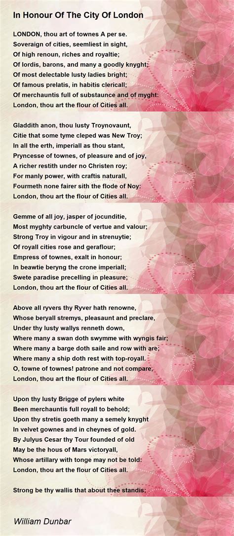 Poem: To the City of London by William Dunbar .